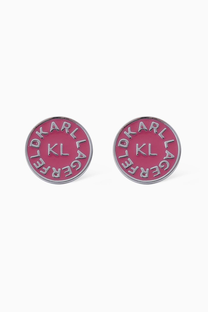 

K/Circle Enamel Studs in Brass, Silver