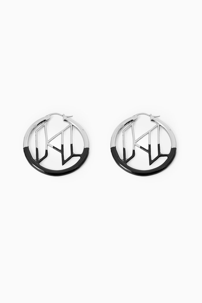 

K/Monogram Hoop Earrings in Brass, Silver