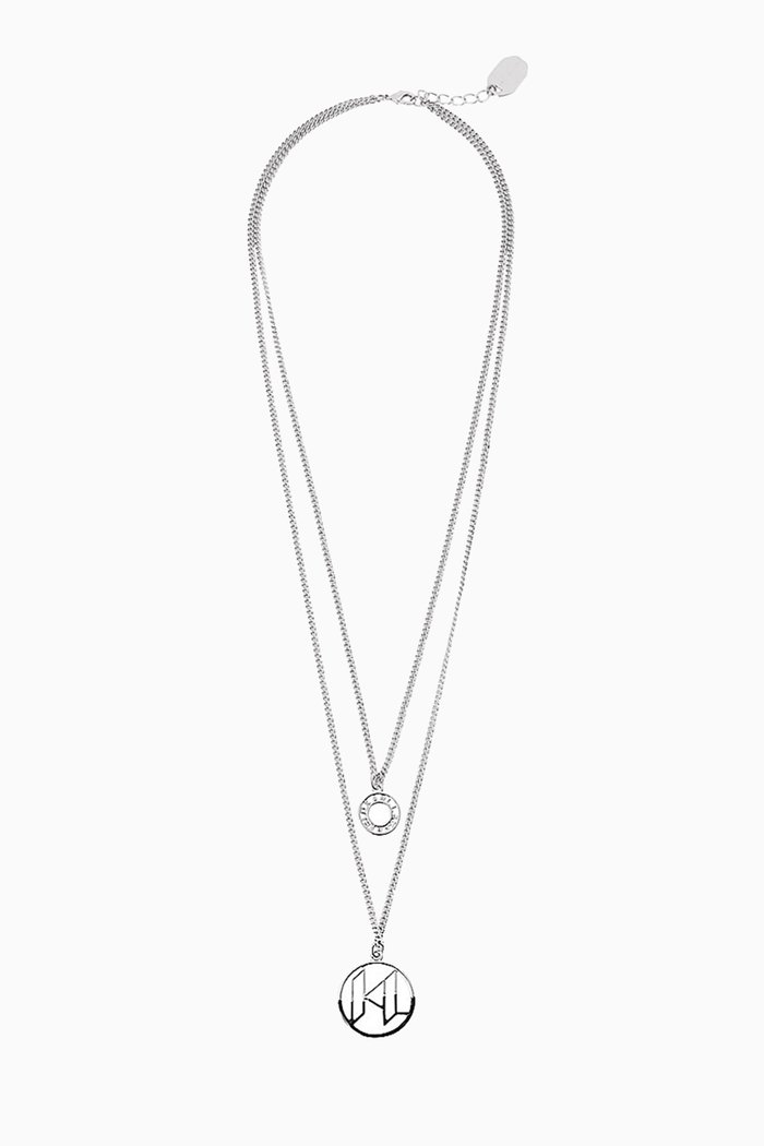 

K/Monogram Dip Double Necklace in Brass, Silver