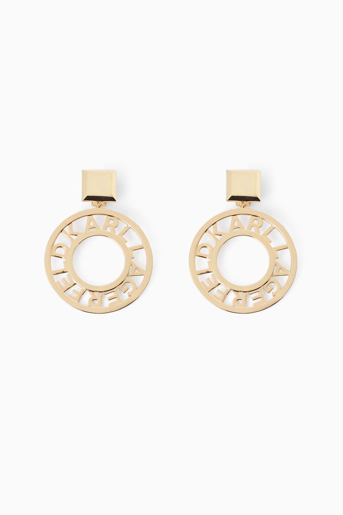 

K/Circle Logo Earrings in Brass, Gold