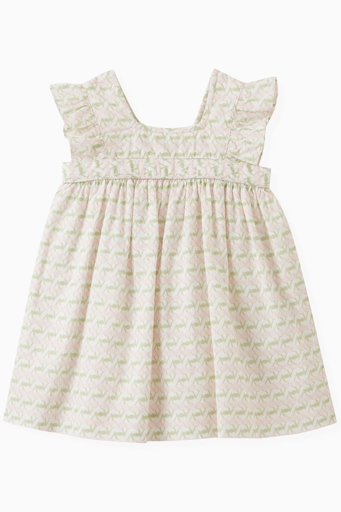 Ruffled Cherry Dress in Cotton, Pink