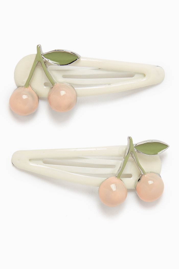 

Caprice Cherry-applique Hair Clip in Metal, Pink