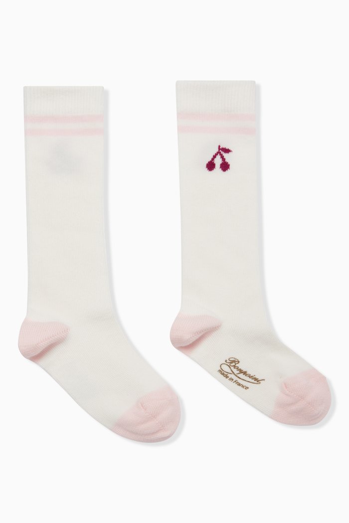 

Clemie Cherry Socks in Cotton, White