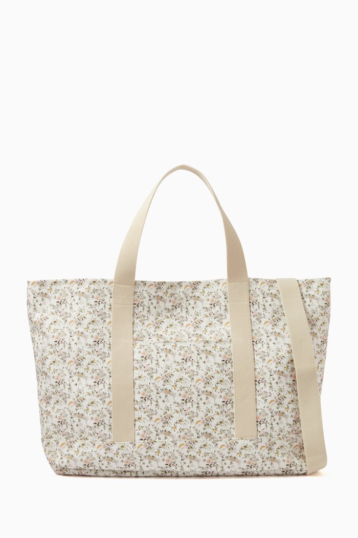 

Floral-print Diaper Bag in Polyester & Cotton, White
