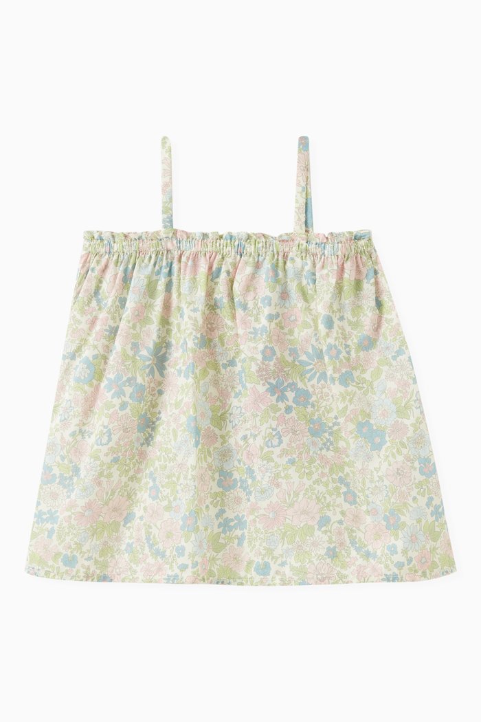 

Apo Floral-print Smocked Blouse in Cotton, Multicolour