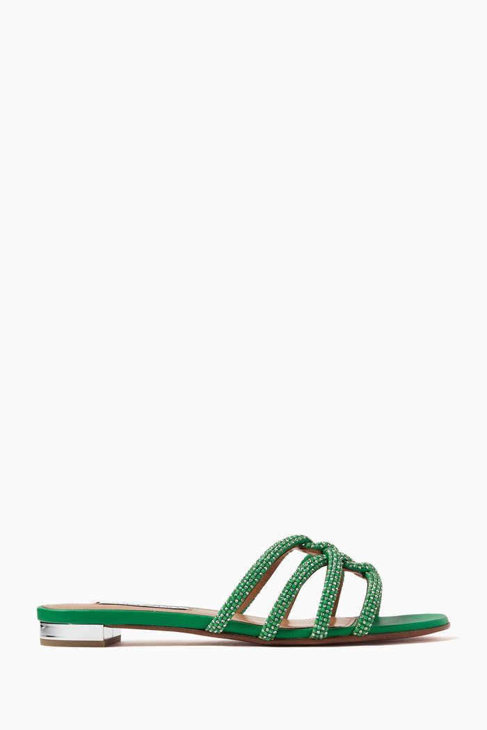 

Moondust Slides in Leather, Green