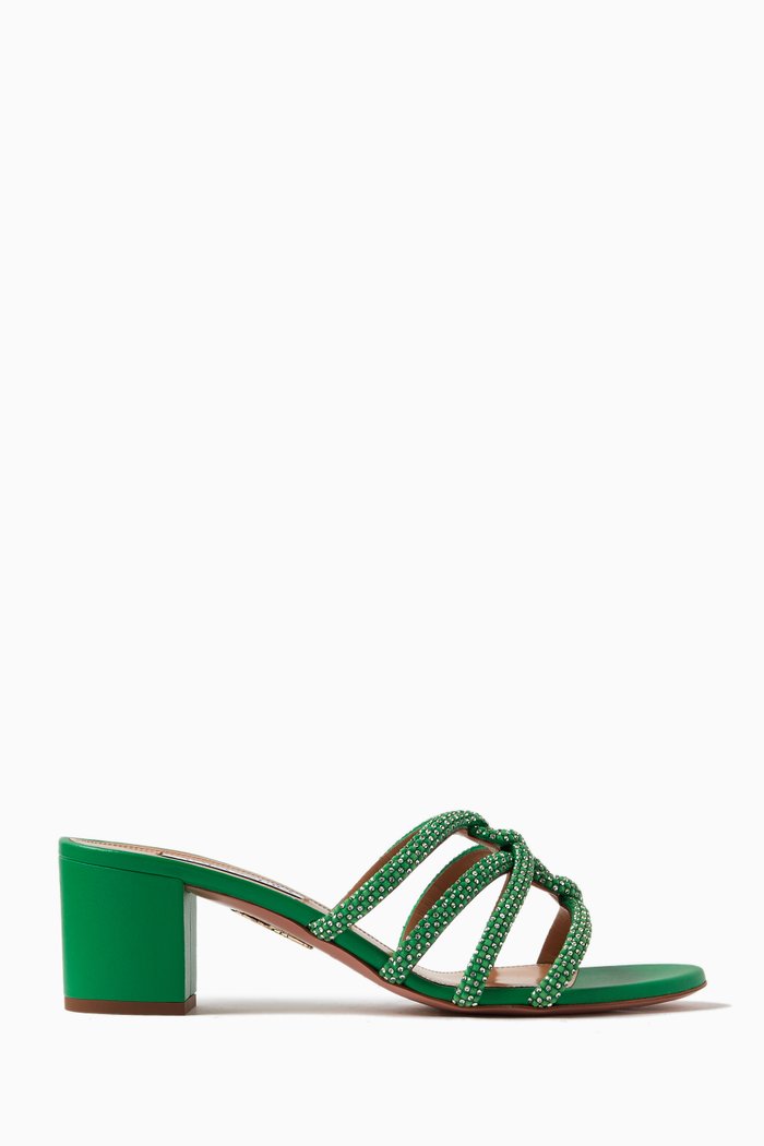 

Moondust 50 Slip-on Mules in Smooth Leather, Green