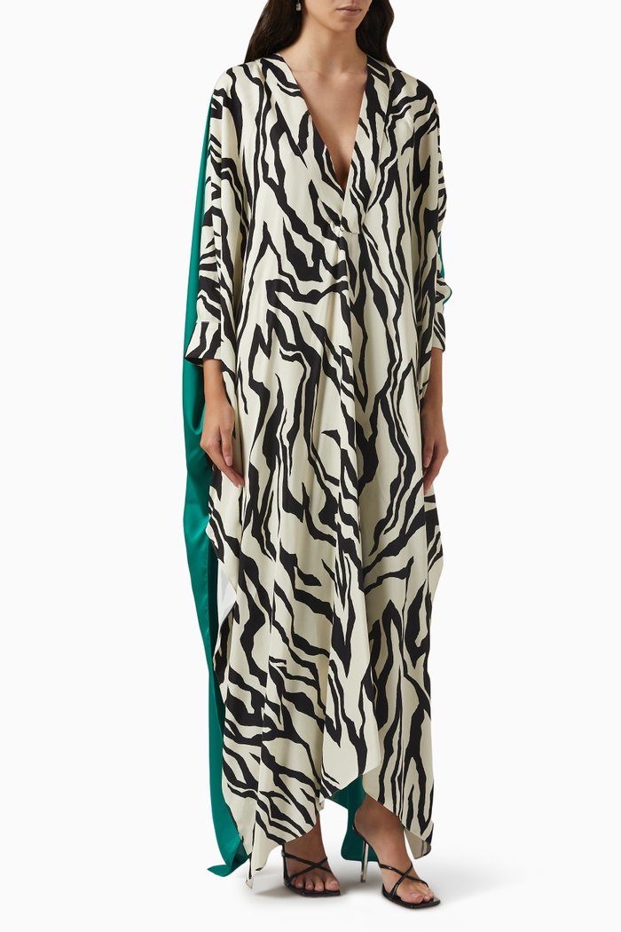 

Zebra Print Tunic Dress in Charmeuse, Multicolour