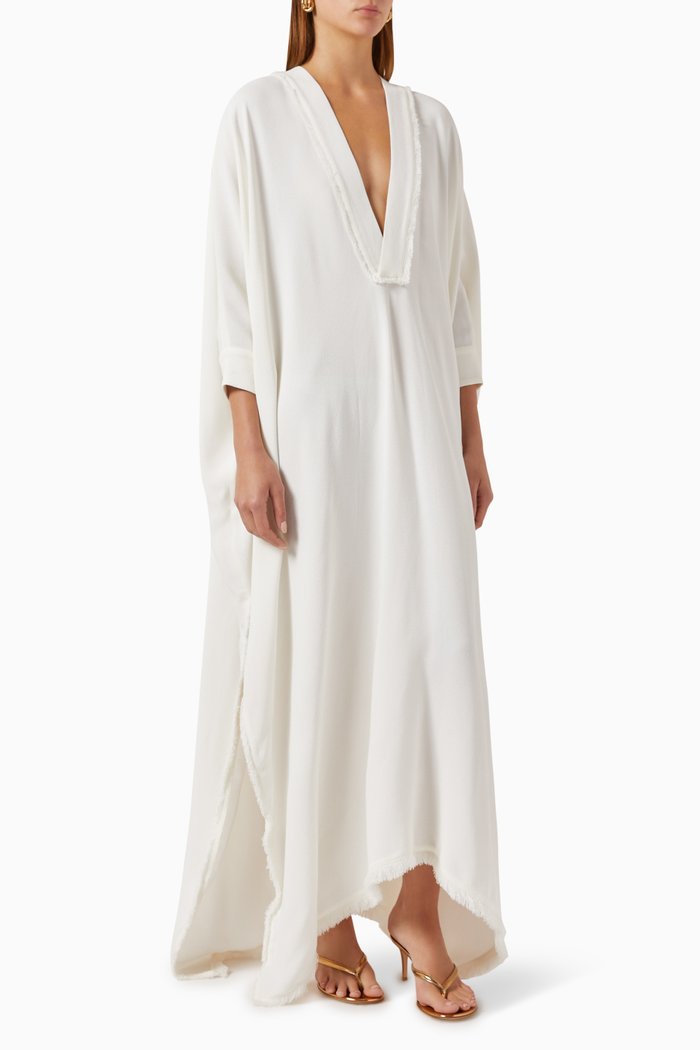

Mousse Kaftan Maxi Dress in Crepe, White