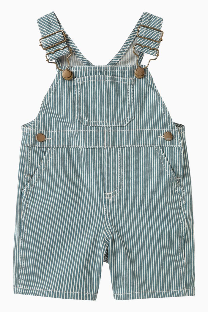 

Casper Pinstripe Dungarees in Cotton, Blue