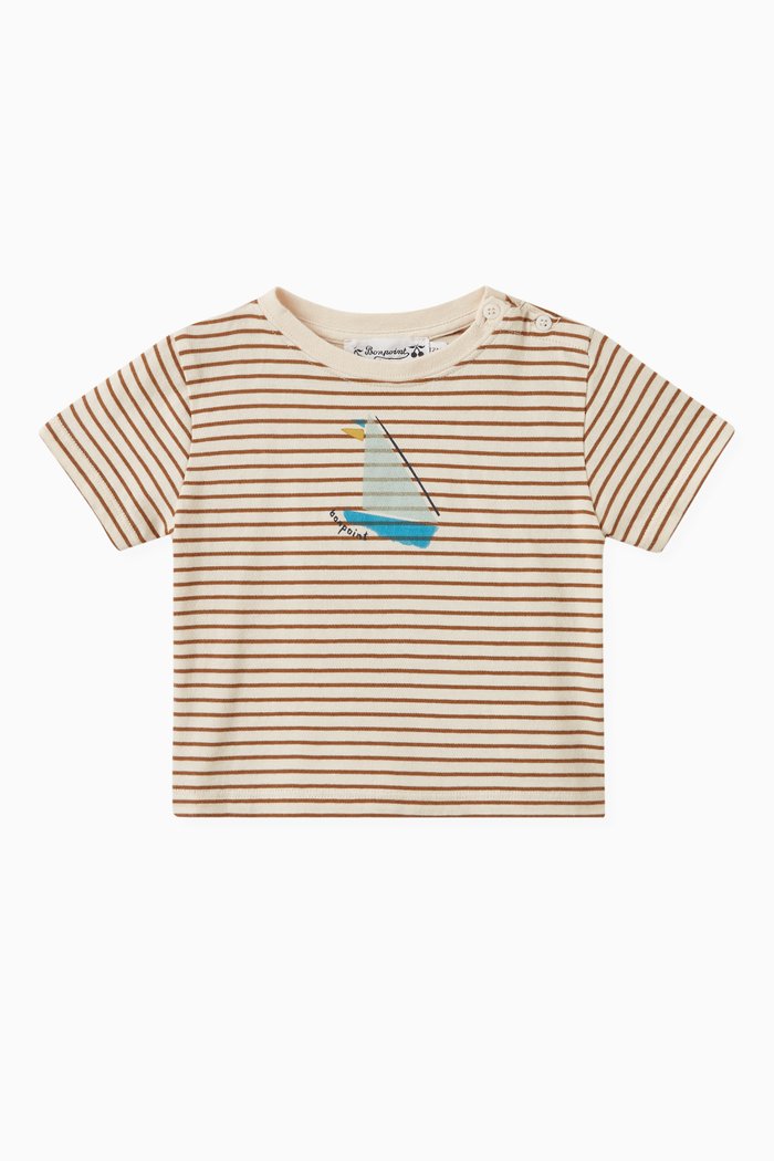 

Cai Striped T-shirt in Cotton, Neutral