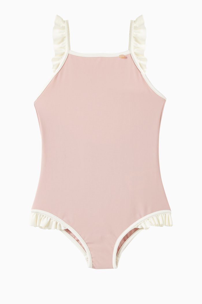 

Ruffled One-piece Swimsuit in Polyamide, Pink