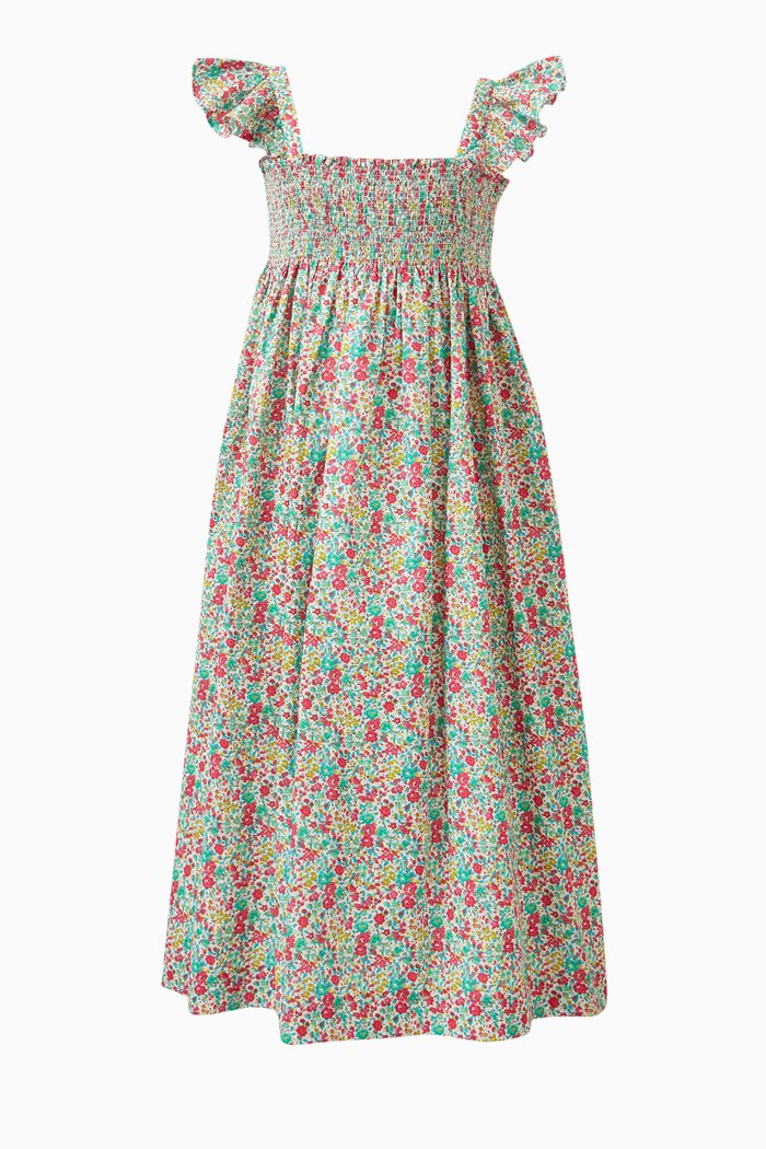 

Alexandra Floral-print Smocked Dress in Cotton, Multicolour