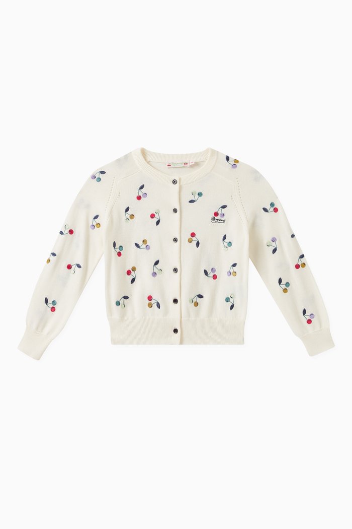 

Aizoon Cherry Embroidery Cardigan in Cotton, Multicolour