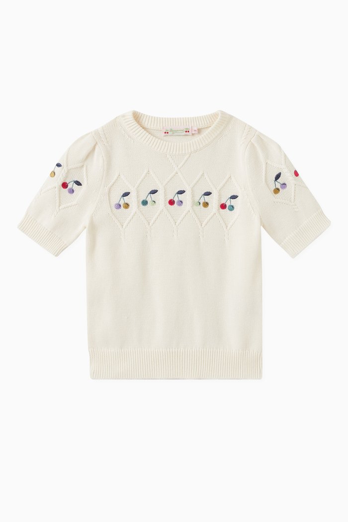 

Alphonza Cherry Embroidery Pullover in Cotton, Multicolour