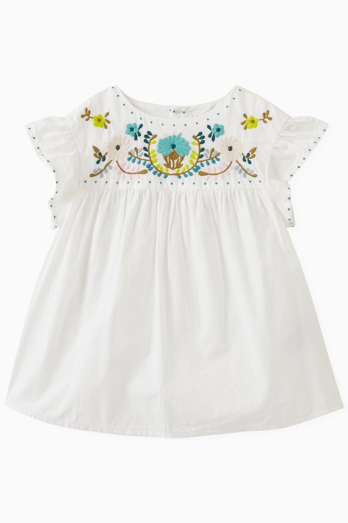 

Althea Floral Embroidery Blouse in Cotton, White