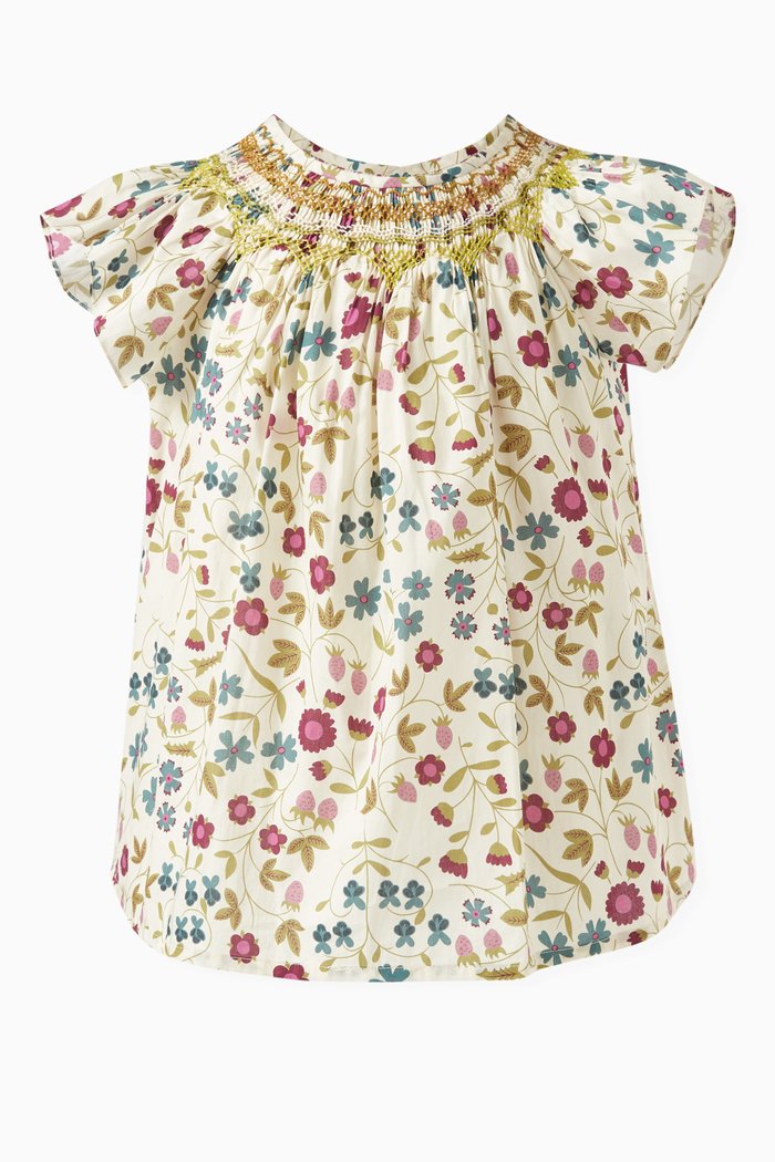

Ella Floral-print Blouse in Cotton, Multicolour
