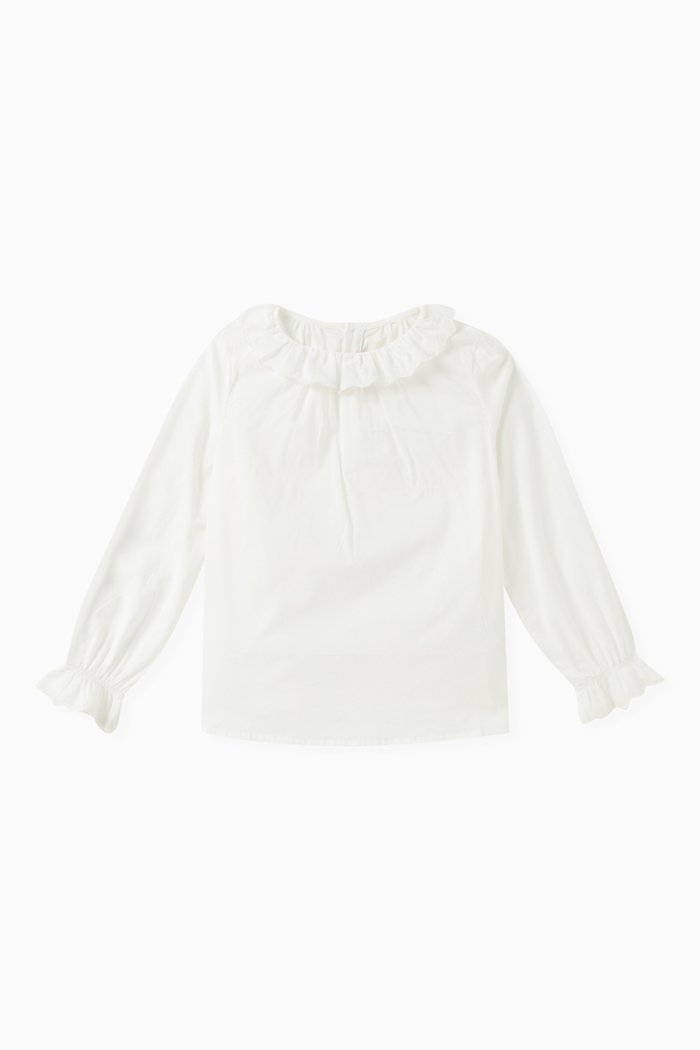 

Jaya Ruffle Blouse in Organic Cotton, White