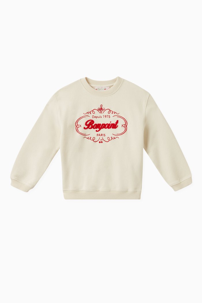 

Tayla Embellished Logo Sweatshirt in Cotton, Neutral