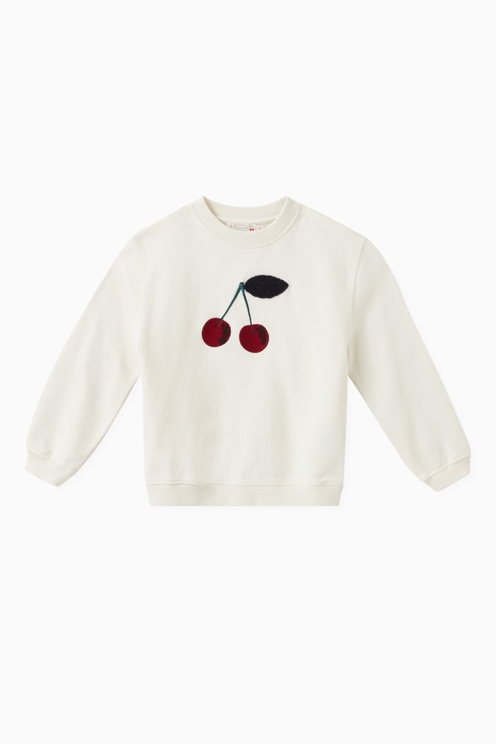 

Tayla Cherry Print Sweatshirt in Cotton, White