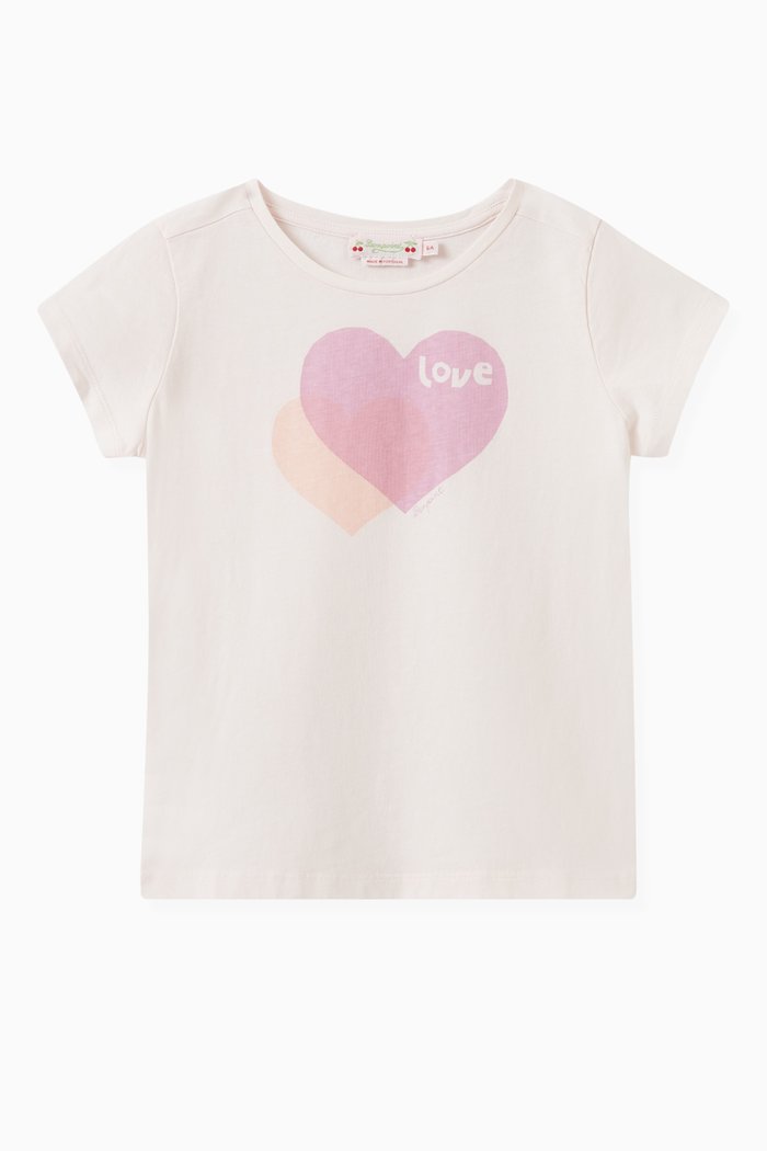

Alcala Heart Print T-shirt in Cotton, Pink