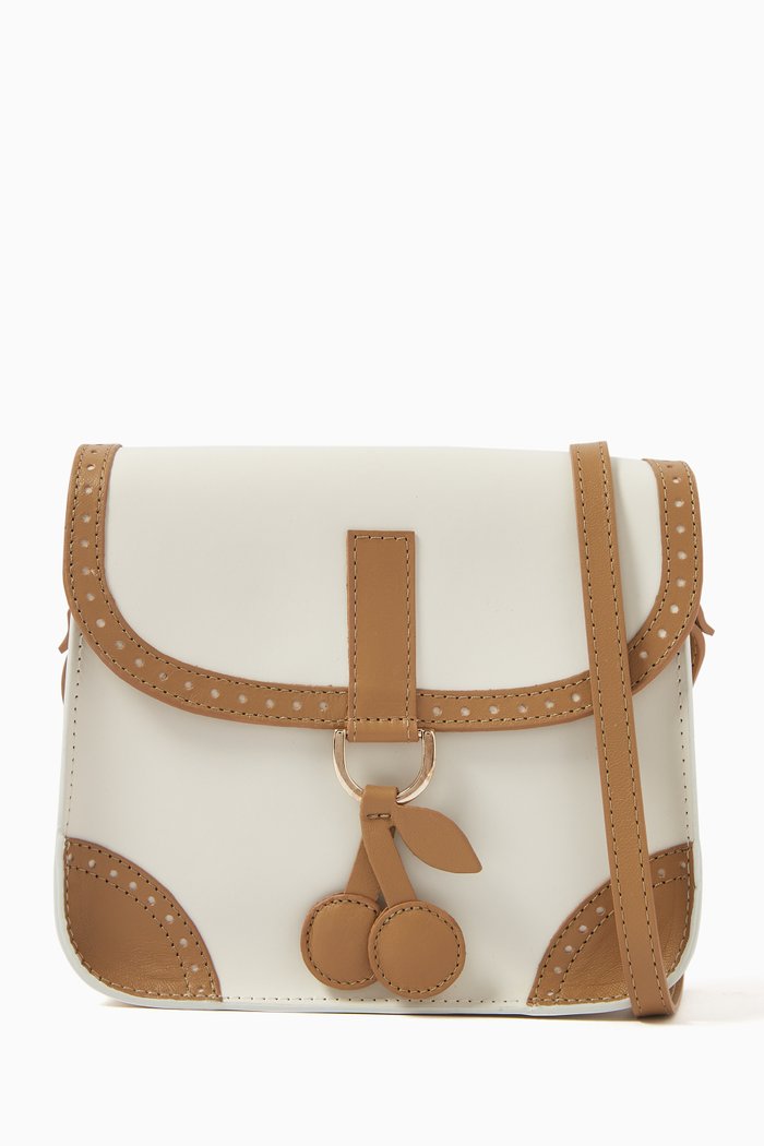 

Cherry Two-toned Shoulder Bag in Leather, White