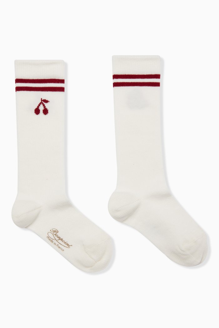 

Chaza Cherry Socks in Cotton, White