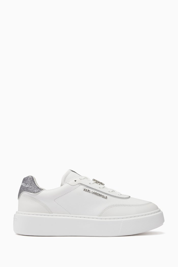 

Maxi Kup Monogram Low-top Sneakers in Leather, White