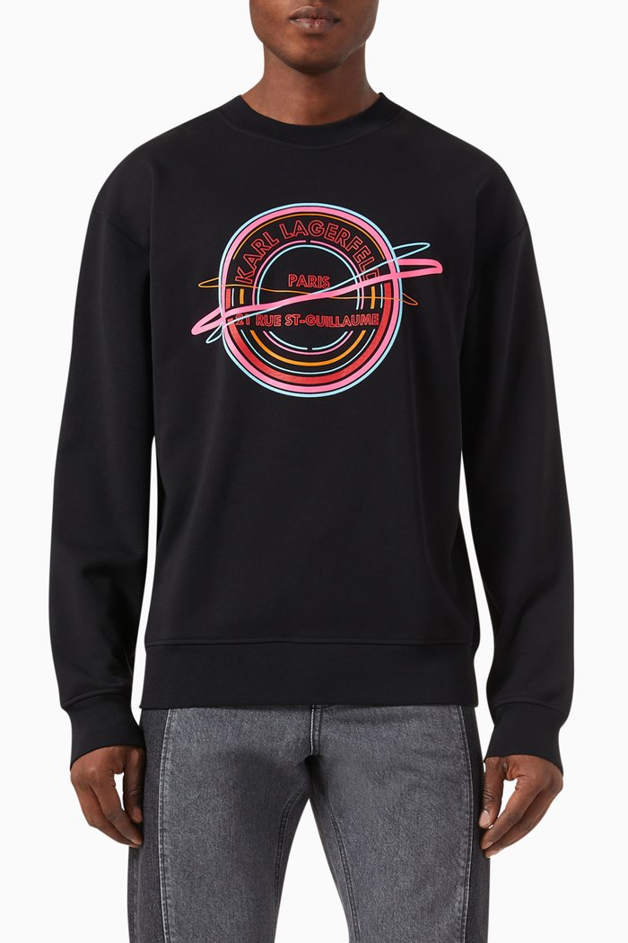Athleisure Logo Sweatshirt in Organic Cotton, Black