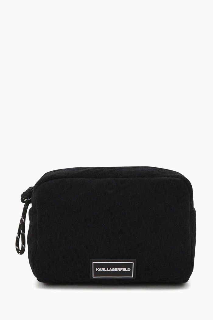 

K/Logo Beach Vanity Case in Cotton Terry, Black