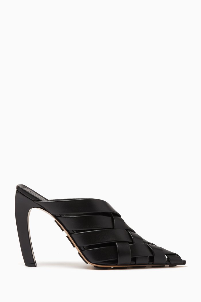 

Alfie 100 Mules in Intreccio Leather, Black