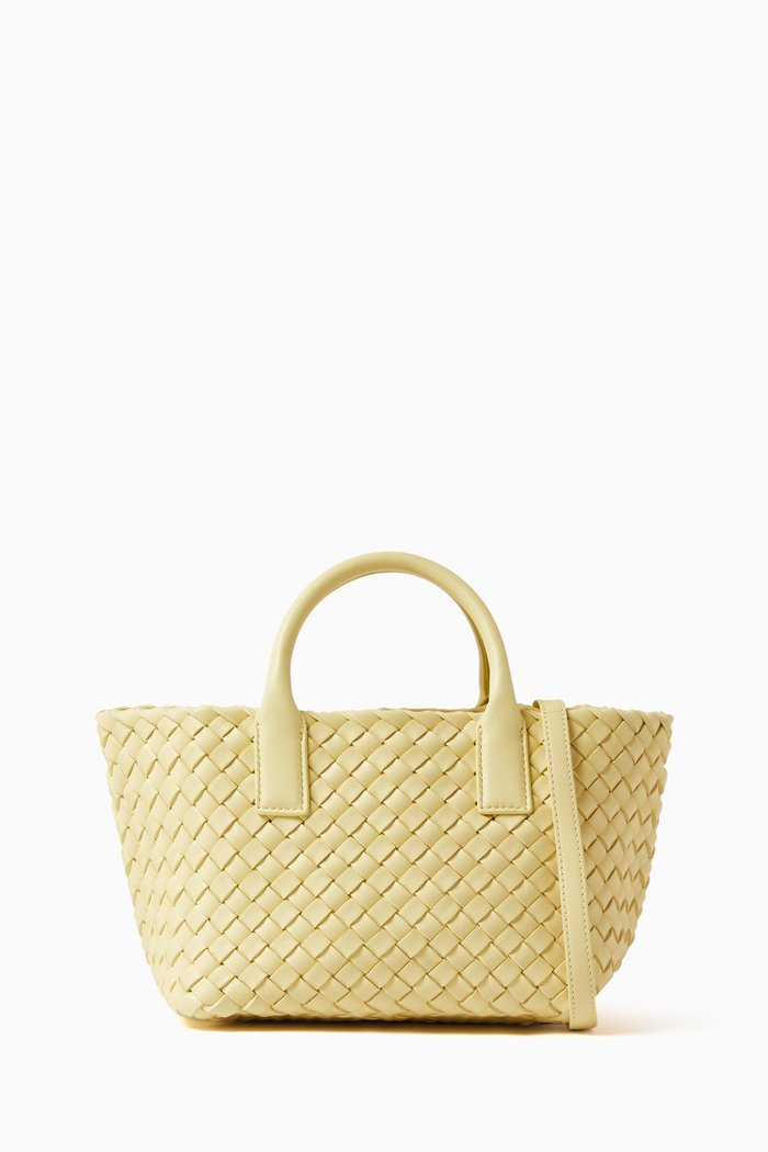 

Mini Cabat Tote Bag in Inteccio Leather, Neutral
