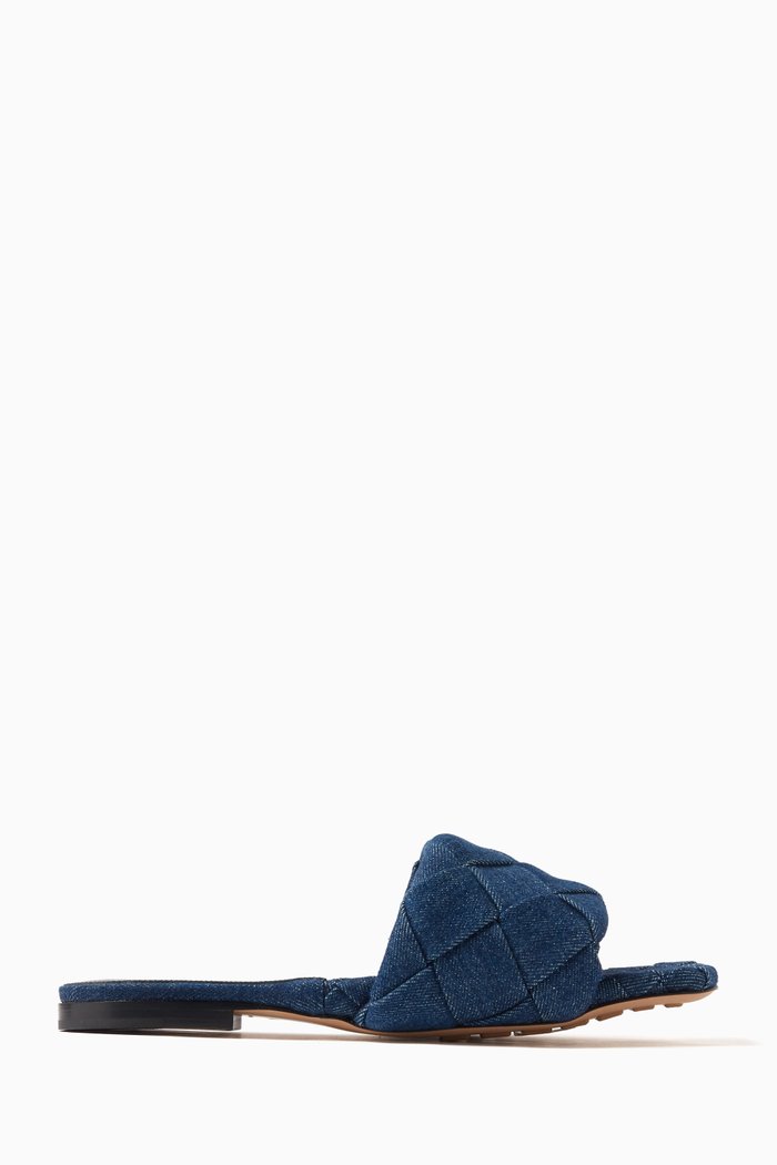 

Lido Flat Sandals in Intreccio Denim, Blue