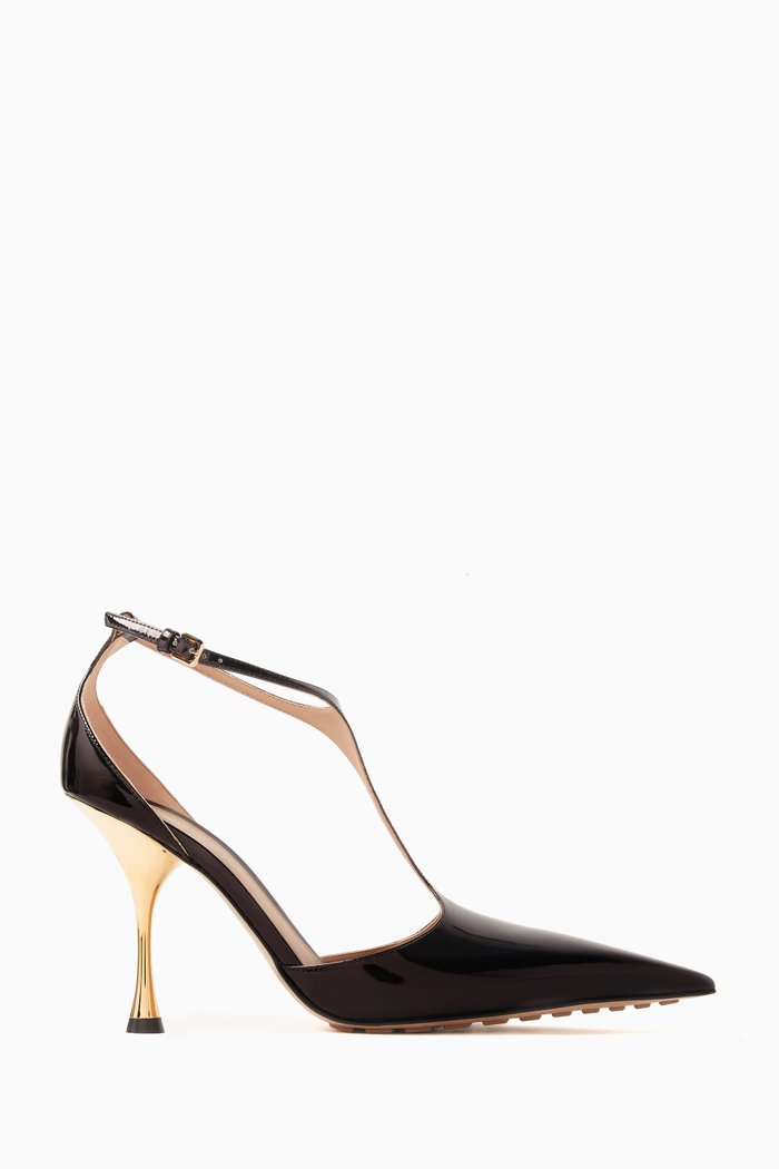

Rocket T-bar 90 Pumps in Laminated Leather, Black