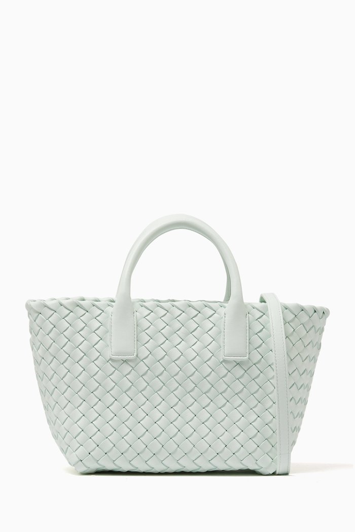 

Mini Cabat Tote Bag in Inteccio Leather, Neutral