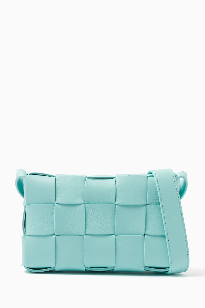 

Small Cassette Cross-body Bag in Intreccio Leather, Blue