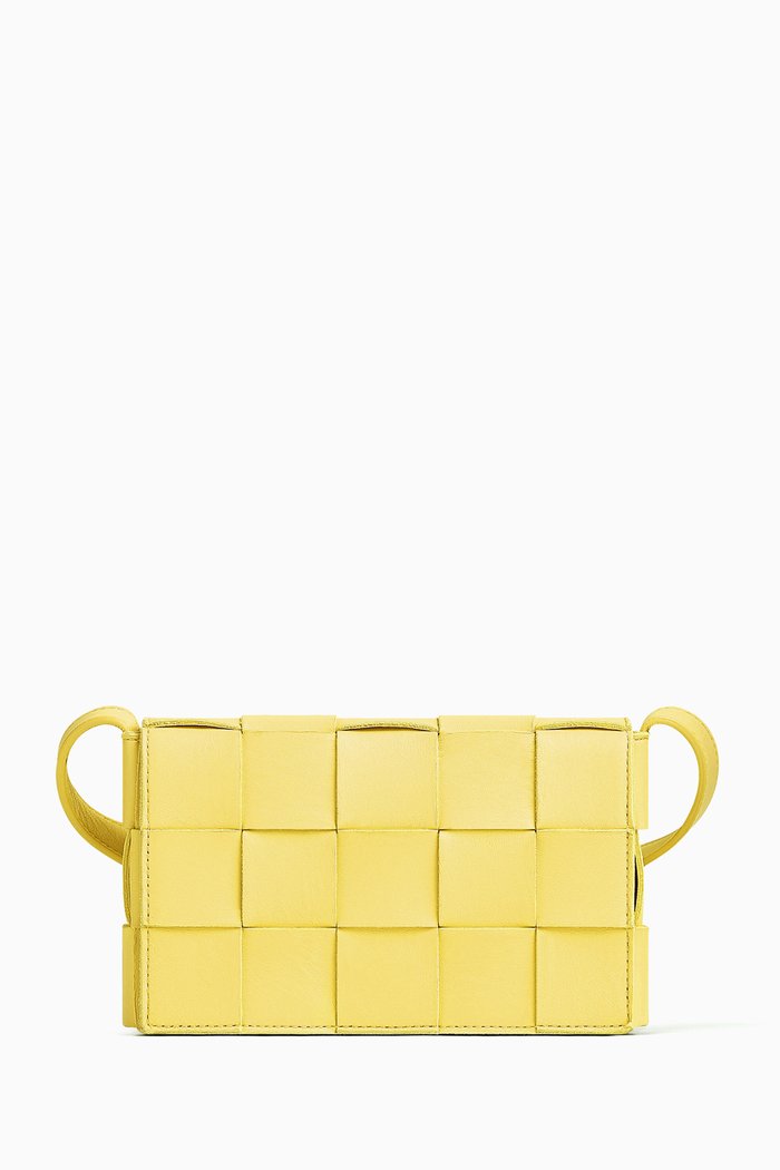 

Small Cassette Cross-body Bag in Intreccio Leather, Yellow