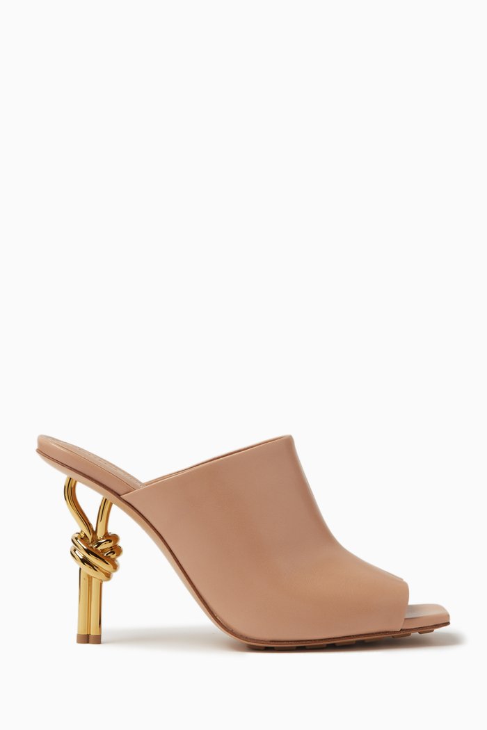 

Knot 90 Square-toe Mules in Leather, Neutral