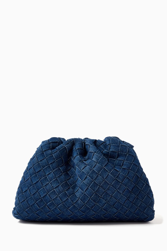 Teen Pouch in Intrecciato Denim, Blue