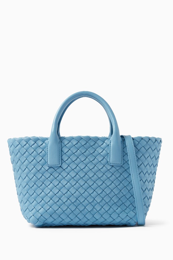 

Mini Cabat Tote Bag in Intrecciato leather, Blue