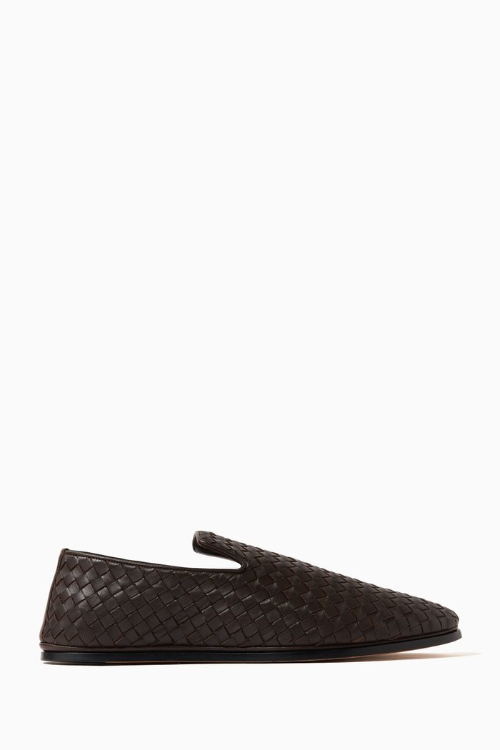 Intrecciato Slippers in Nappa Leather, Brown