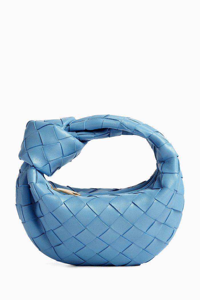 

Micro Candy Jodie Top Handle Bag in Intrecciato Leather, Blue