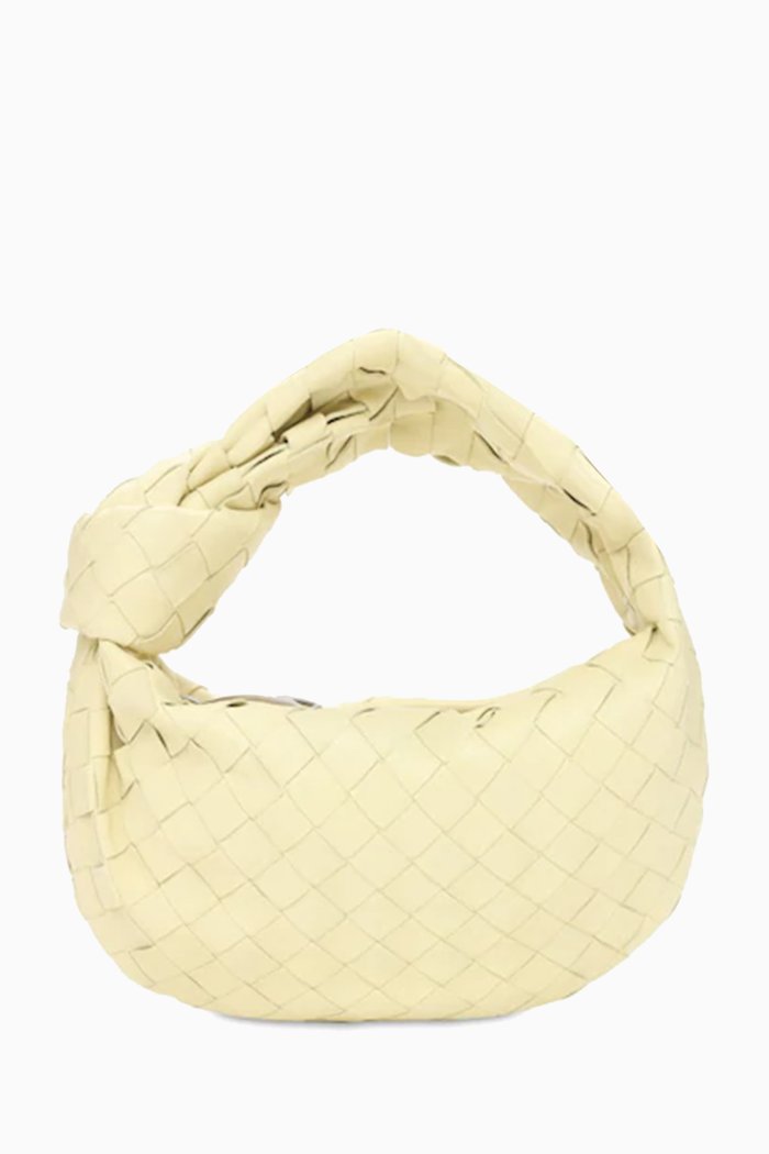 

Mini Jodie Top Handle Bag in Intrecciato Leather, Neutral