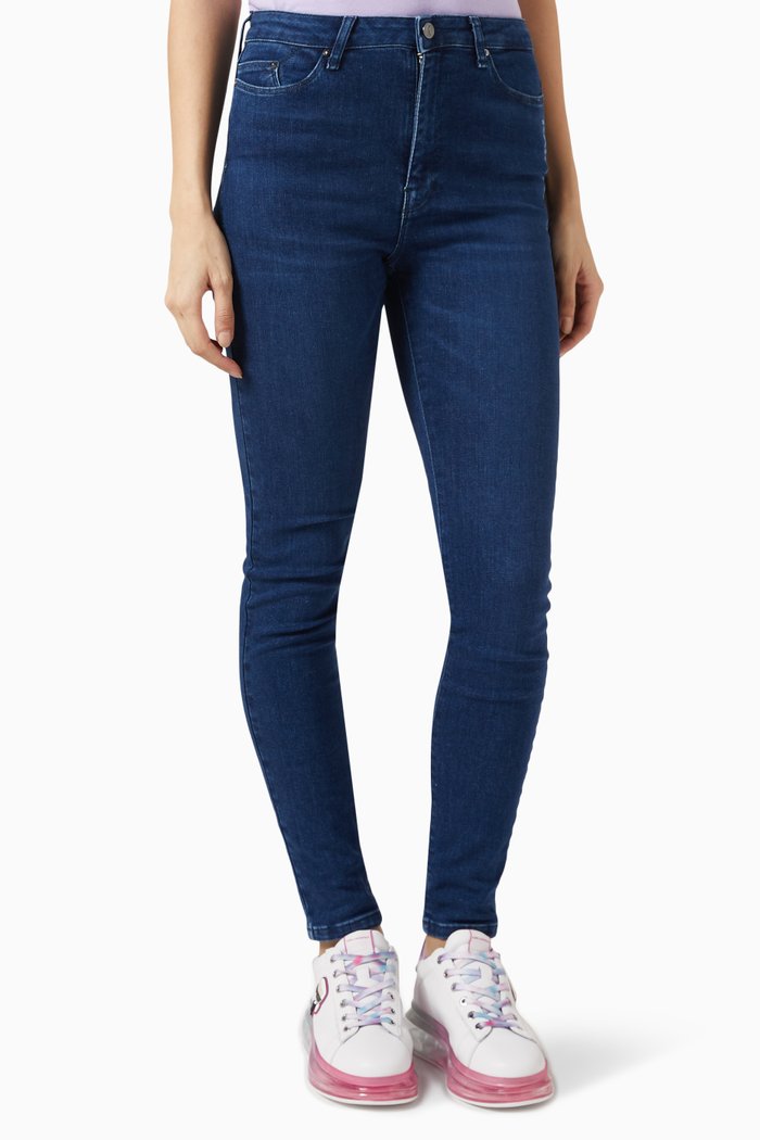 

Logo Detail Skinny Jeans in Denim, Blue
