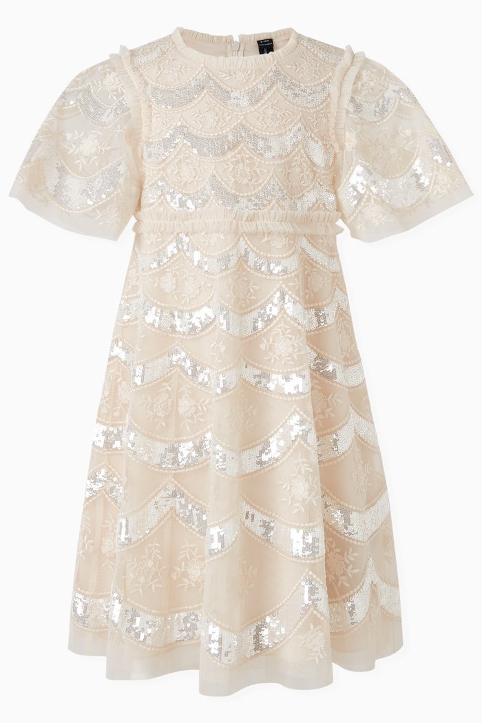 

Fifi Dress in Embroidered Tulle, Neutral