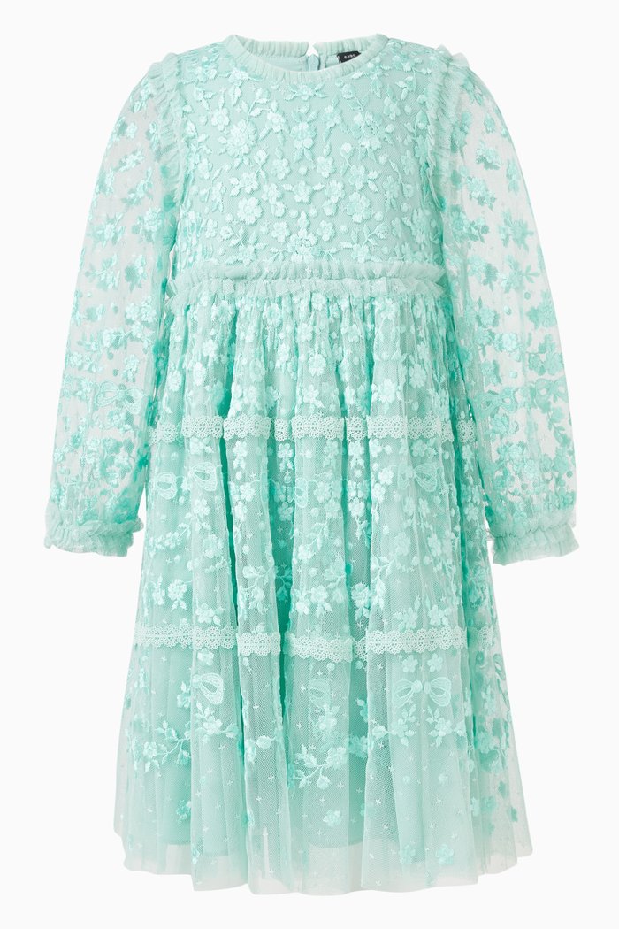 

Celeste Ribbon Dress in Polyester, Blue