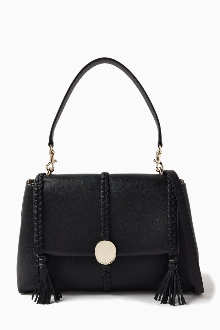 

Medium Penelope Shoulder Bag in Leather, Black