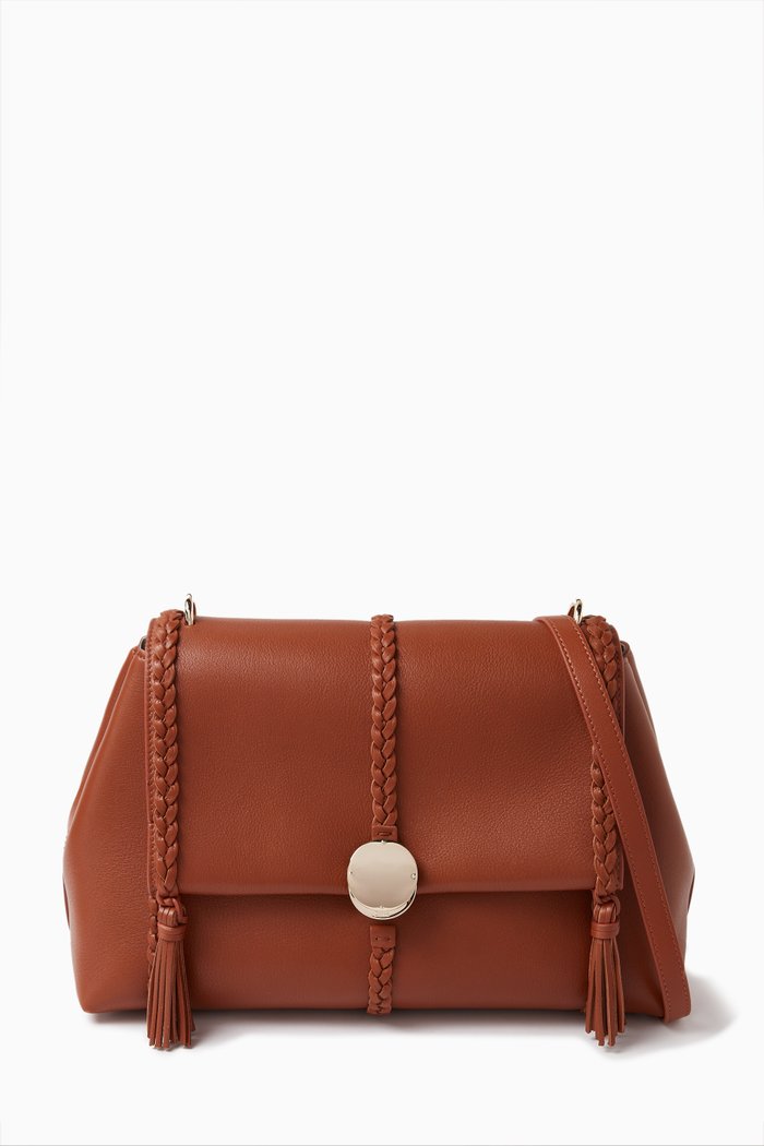 

Medium Penelope Shoulder Bag in Leather, Brown