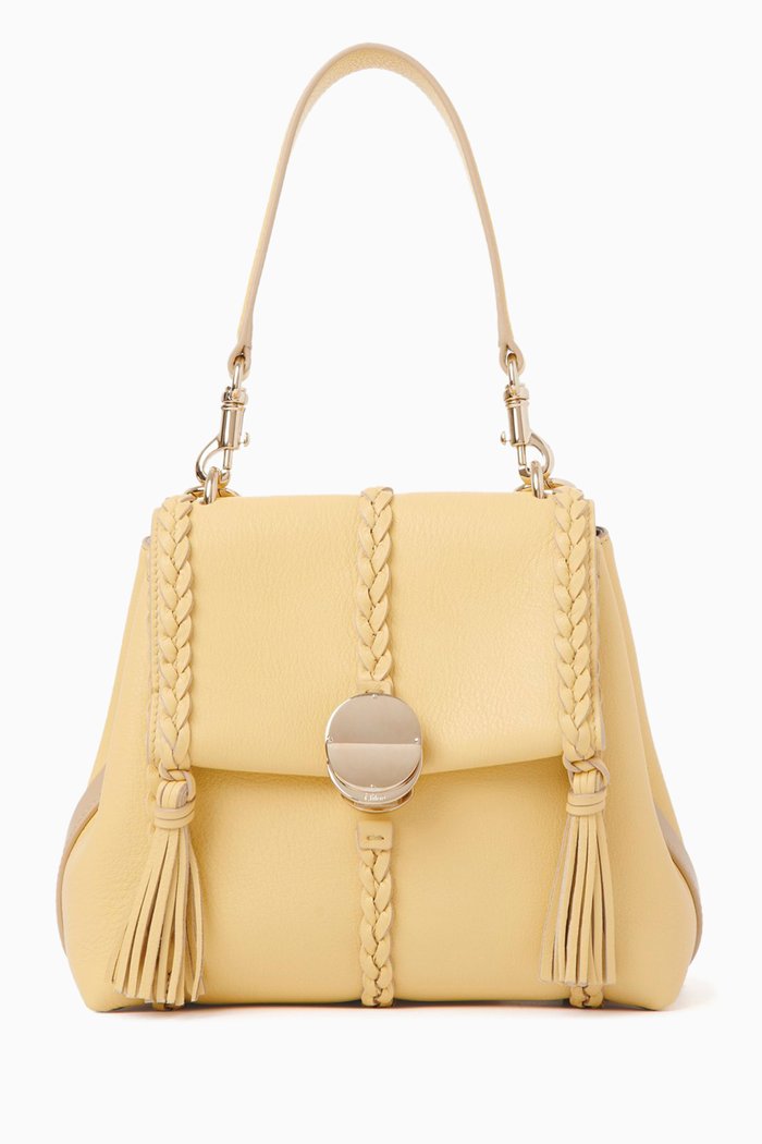 

Small Penelope Soft Shoulder Bag in Grained Calfskin, Yellow