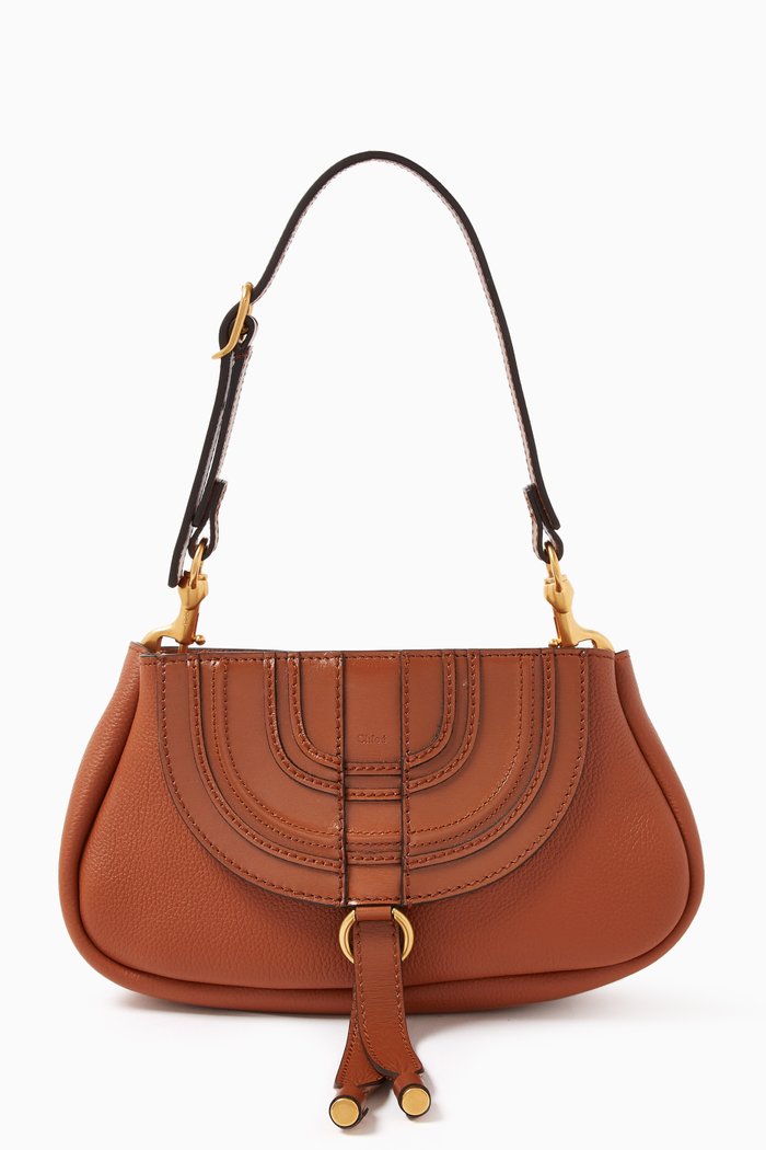 

Small Marcie Shoulder Bag in Leather, Brown